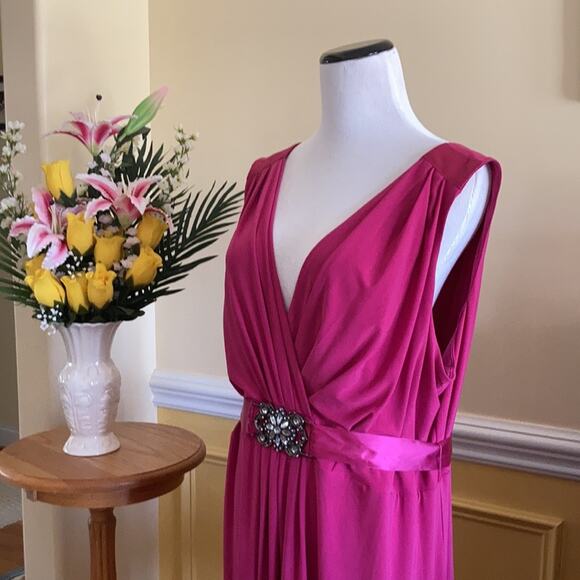 Scarlett Nite Fuschia Stretch Pullover Midi Dress, Size 20W - Picture 3 of 14